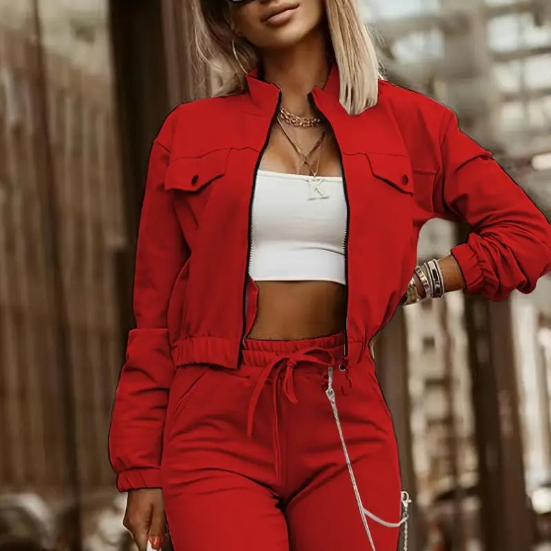 Two Piece Cropped Long SleeveTracksuit