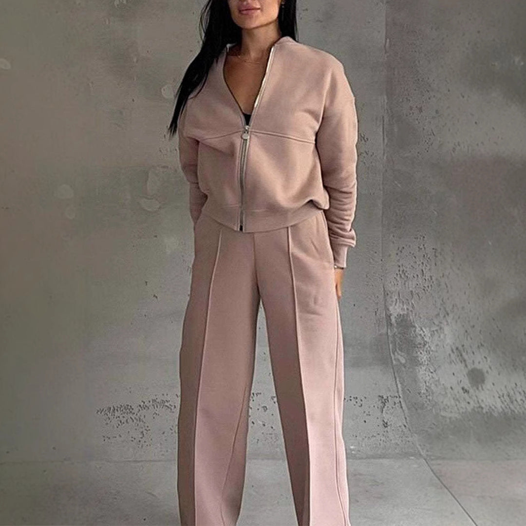 Jacket And Wide Leg Pants Two-piece Set
