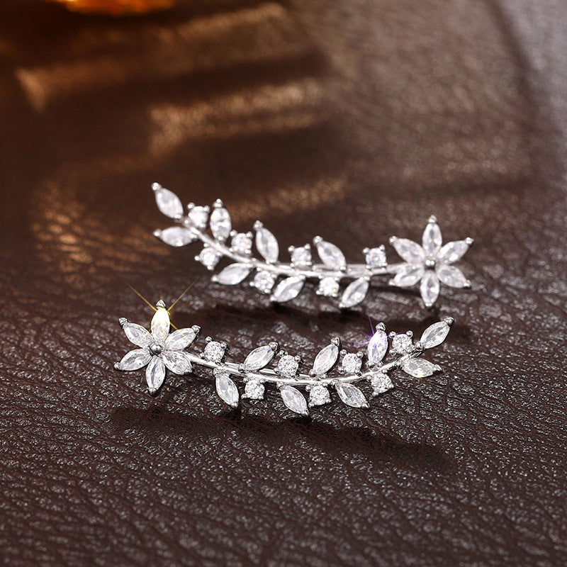 Full Diamond Flower Earrings