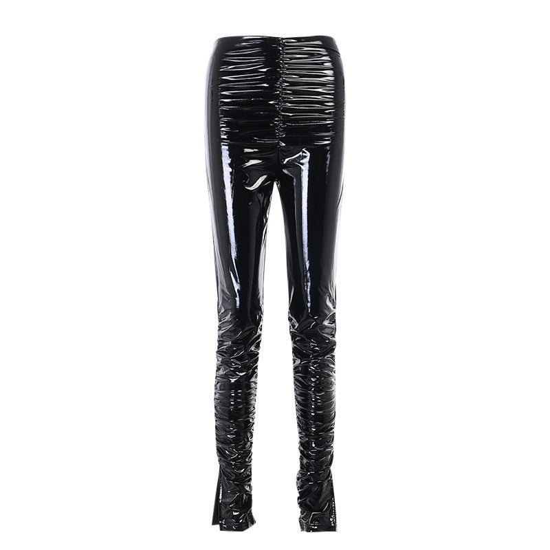 Elastic Leather Pants
