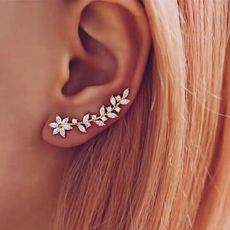 Full Diamond Flower Earrings