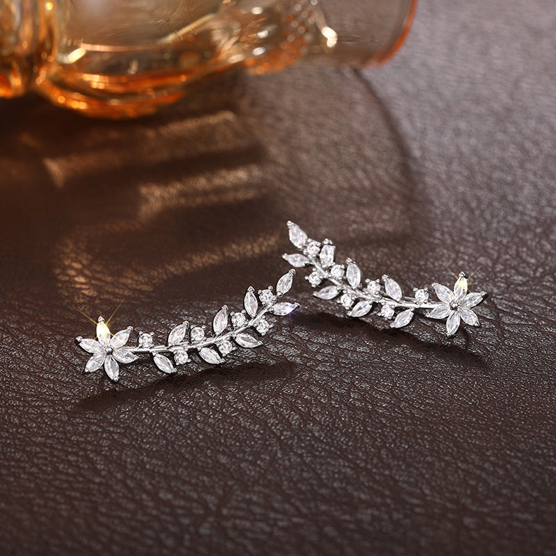 Full Diamond Flower Earrings