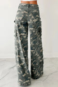 Green Camo Cargo Wide Leg Pants