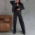 Jacket And Wide Leg Pants Two-piece Set