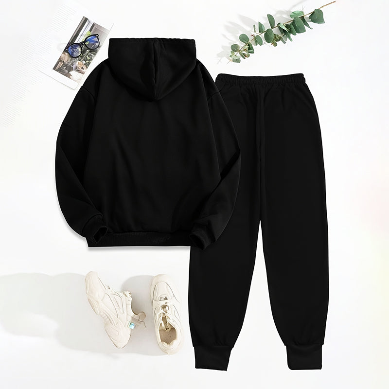 Hoodie With Drawstring Jogger Pants Casual Tracksuit