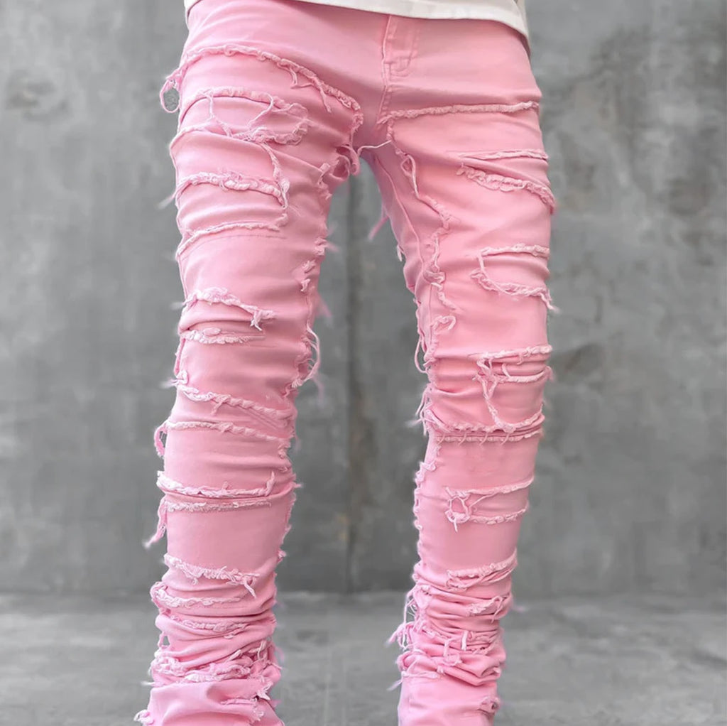 Denim Straight-leg Pants