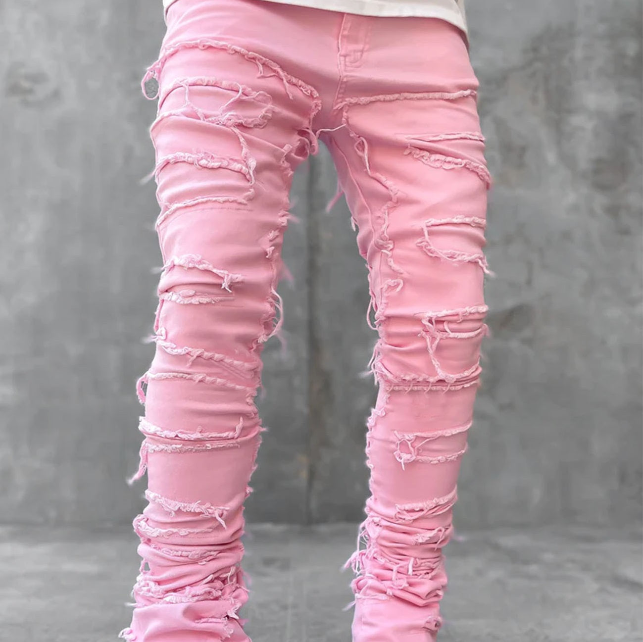 Denim Straight-leg Pants