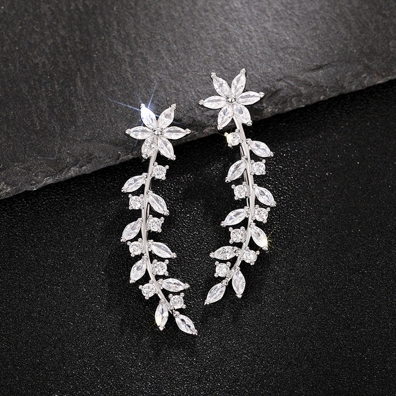 Full Diamond Flower Earrings