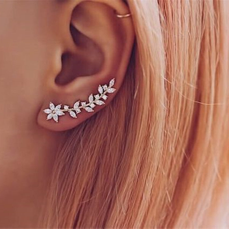 Full Diamond Flower Earrings