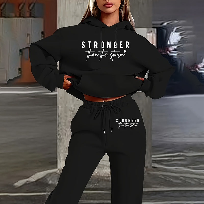 Hoodie With Drawstring Jogger Pants Casual Tracksuit