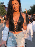 Black Leather Crop Top
