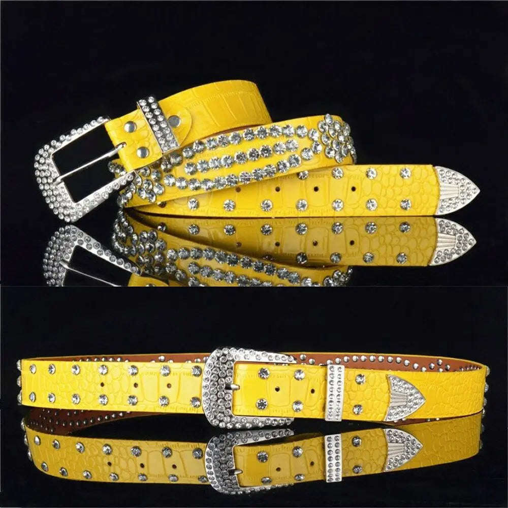 Leather Rhinestone Belts