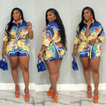 Half Sleeve Floral Print Shirt and Pencil Shorts Suit
