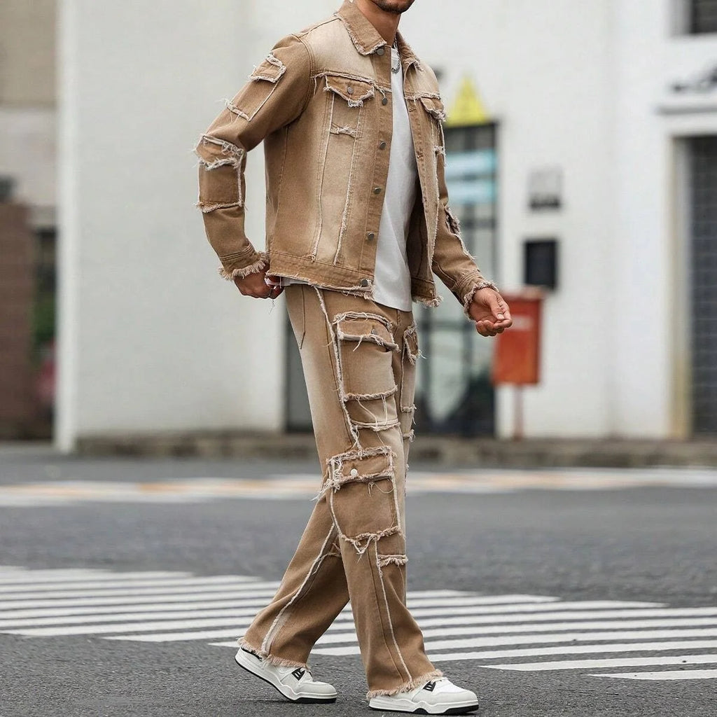 Khaki Jacket & Jeans Denim suit
