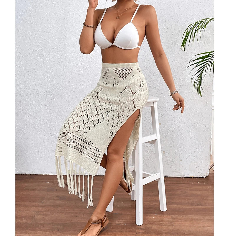 High Slit Tassel Beach Cover Up