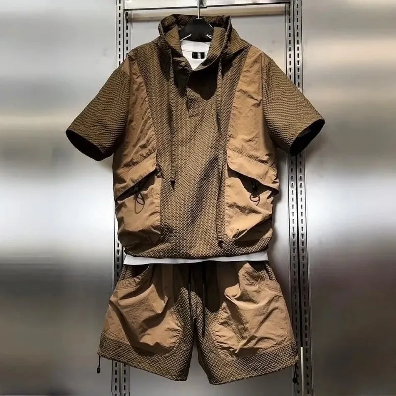 Hooded Short-sleeved Shorts Two-piece Set