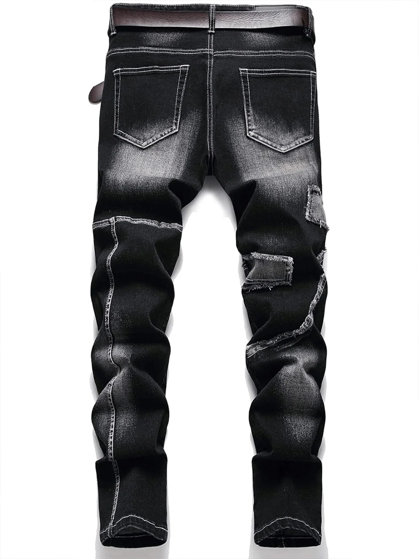 Mid-high waist fringed jeans
