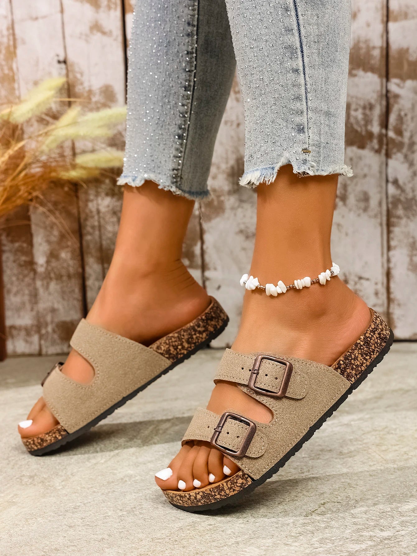Double Strap Half Sandals