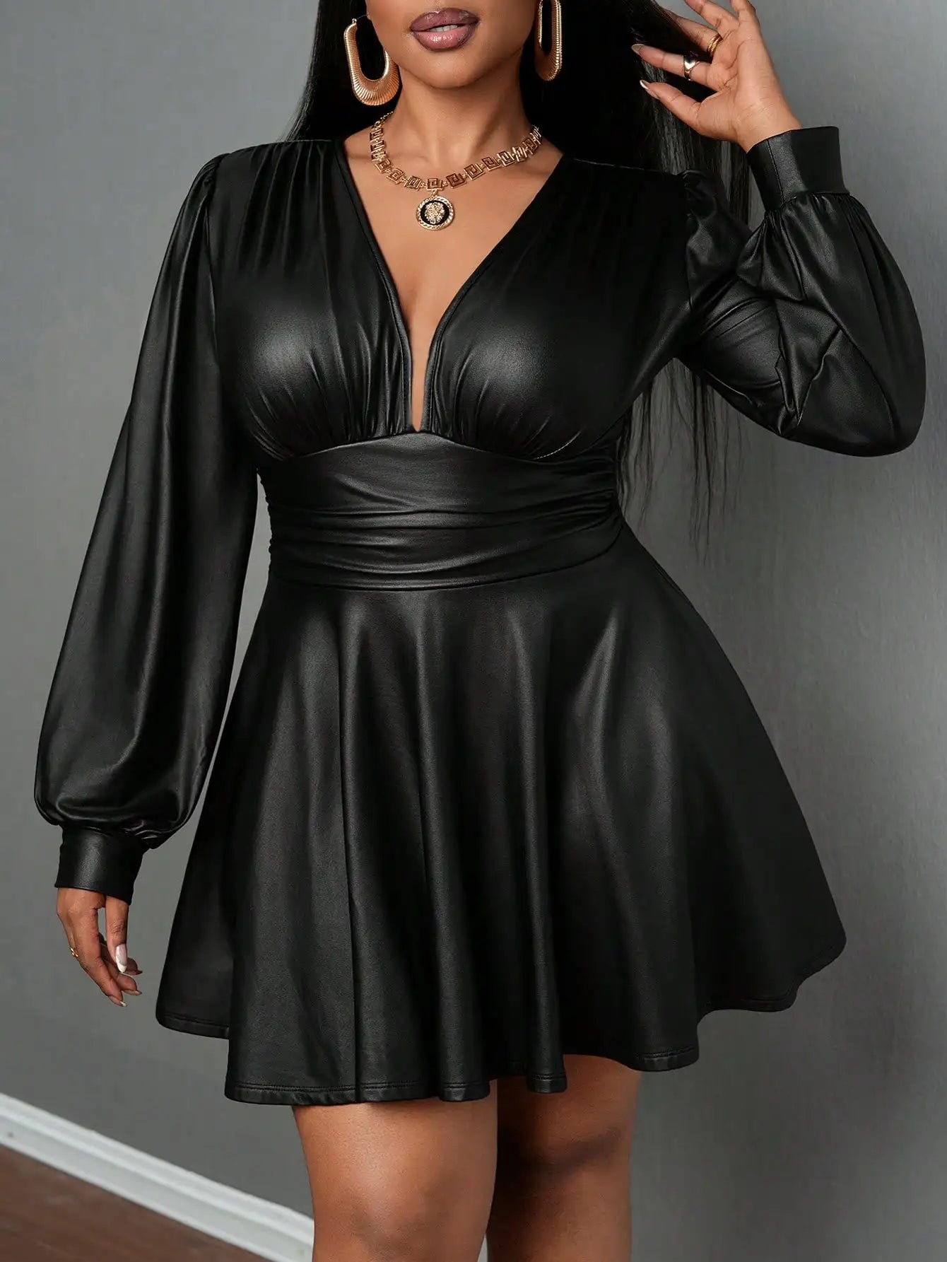 Plus Size Leather Skirt