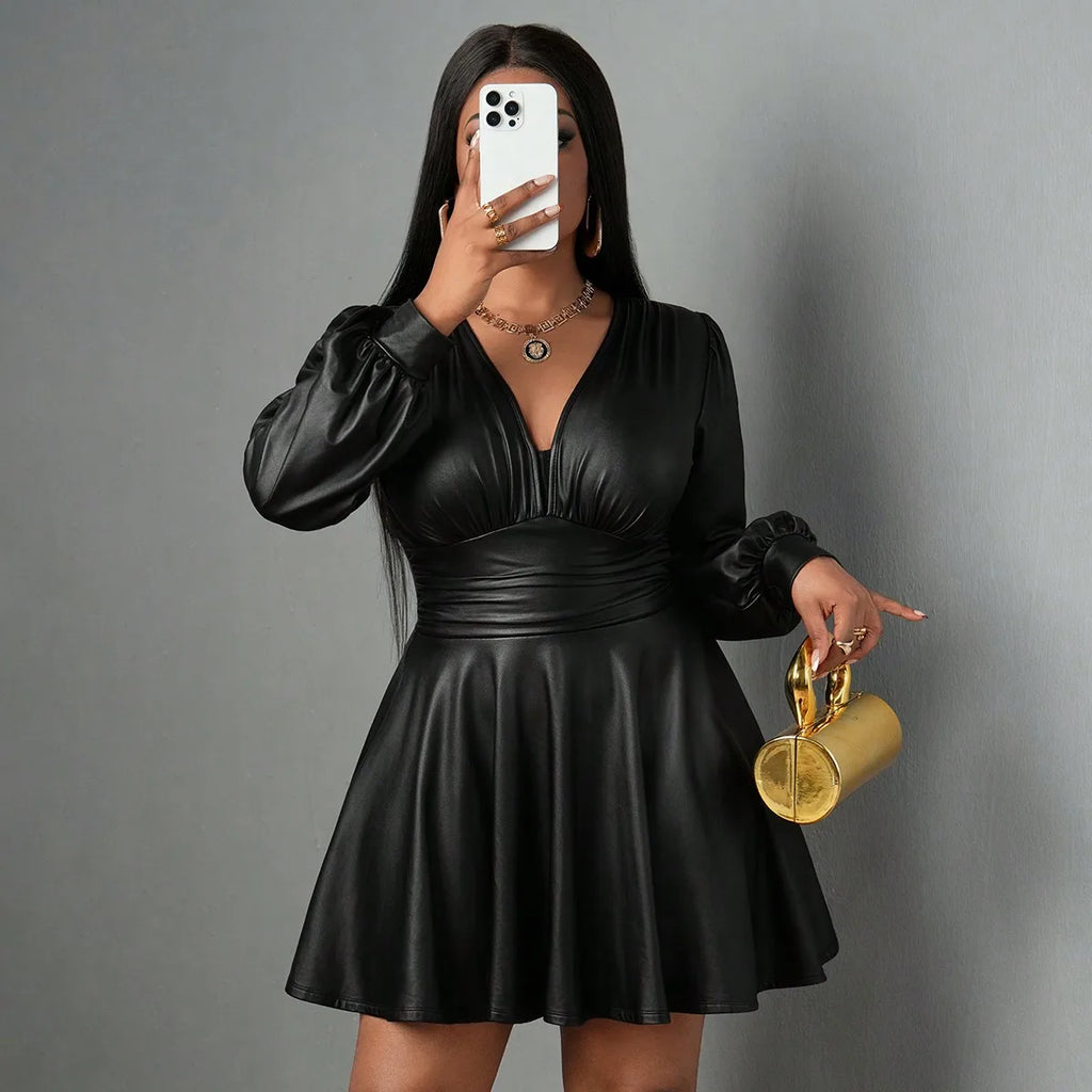 Plus Size Leather Skirt