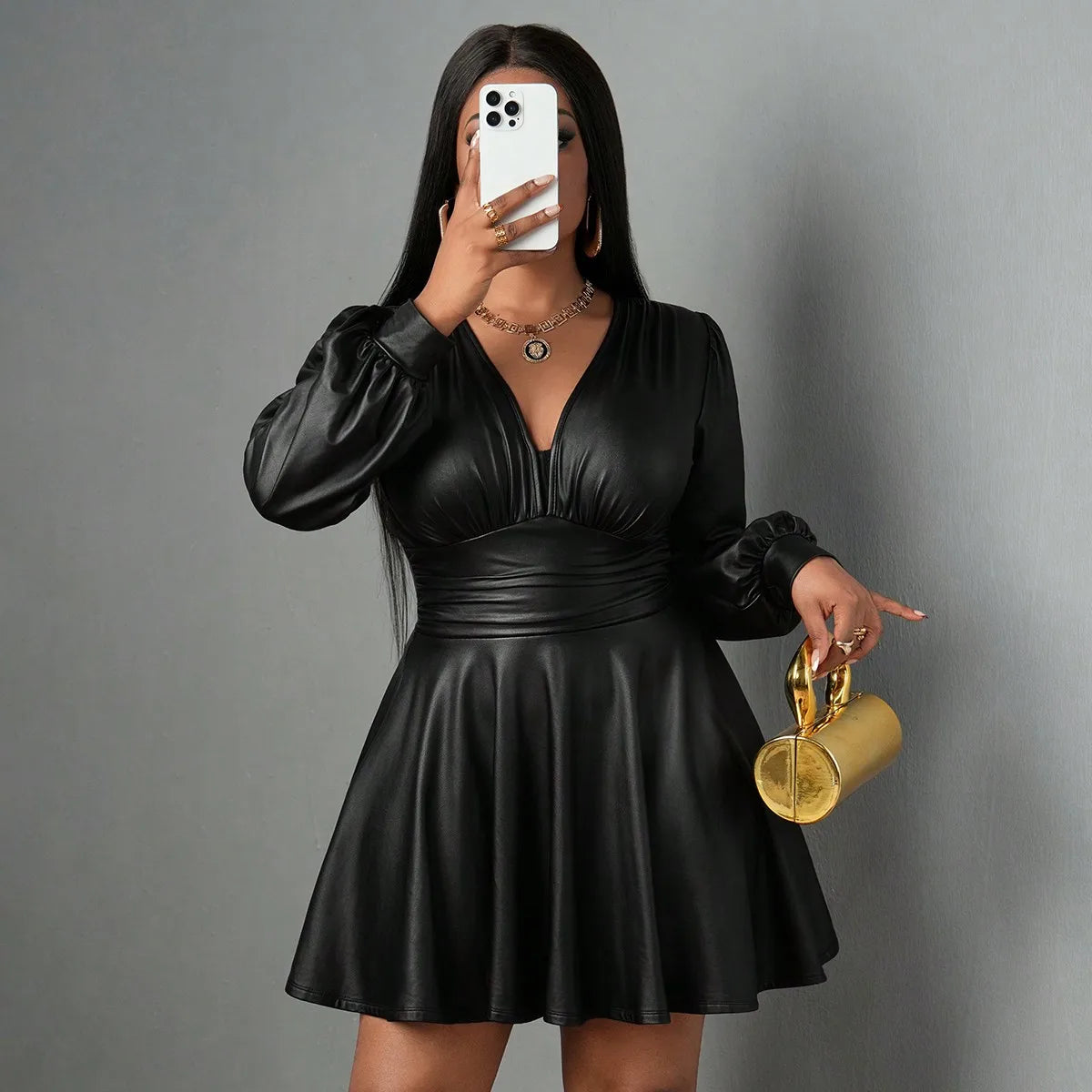 Plus Size Leather Skirt