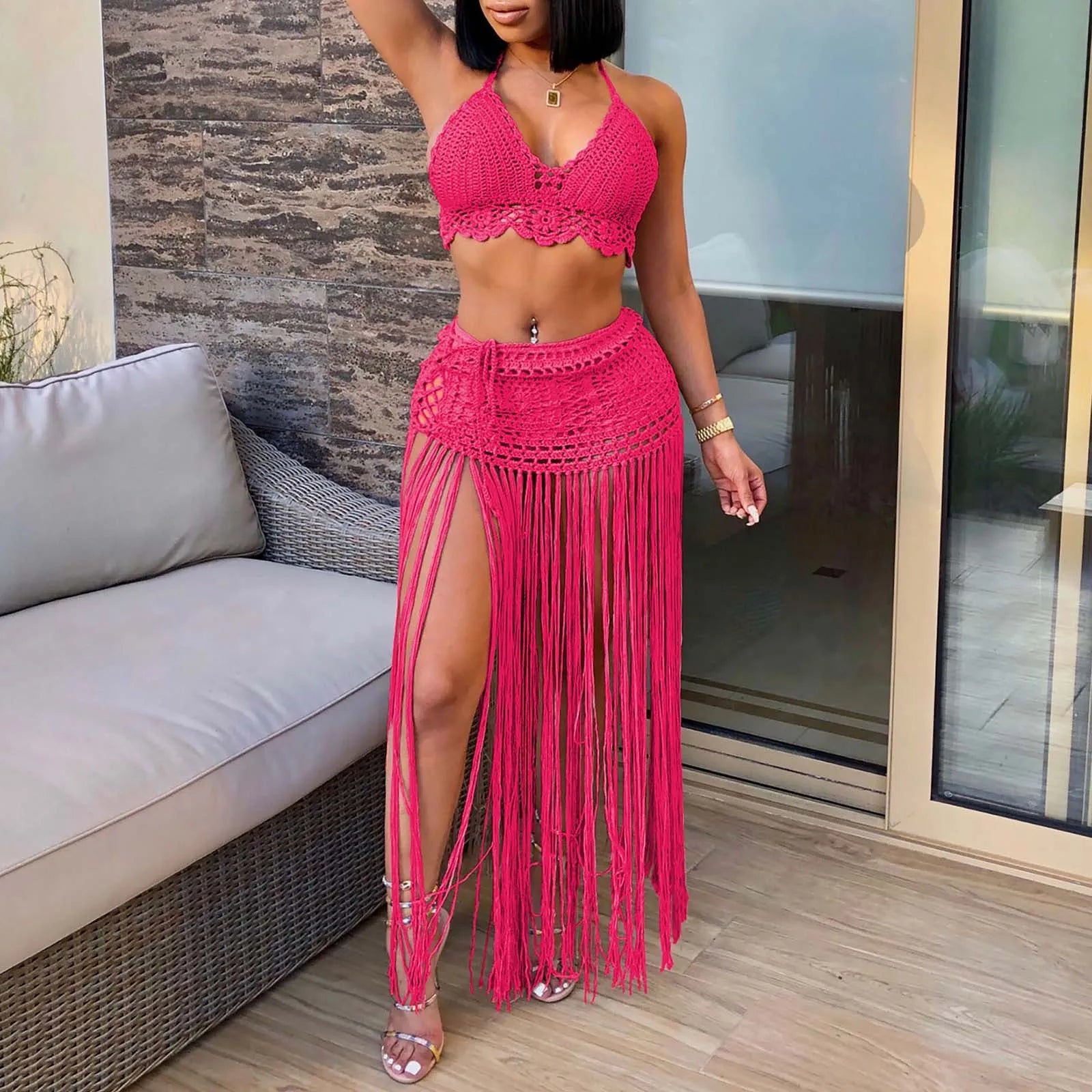 Women's Two Piece Swimsuit Beach Cover Up