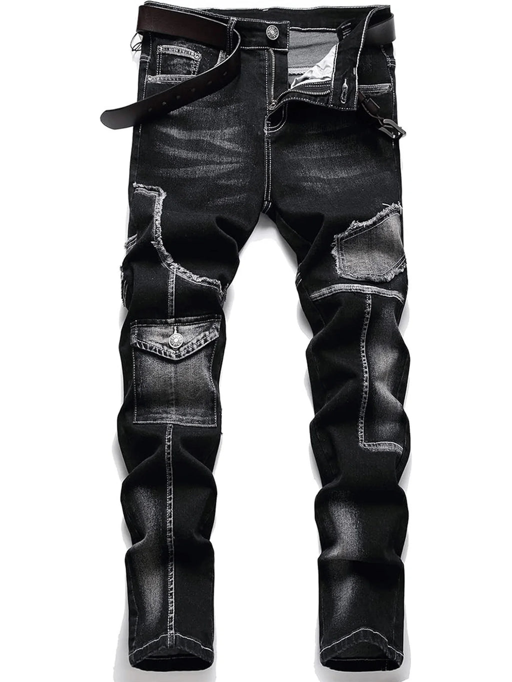 Mid-high waist fringed jeans