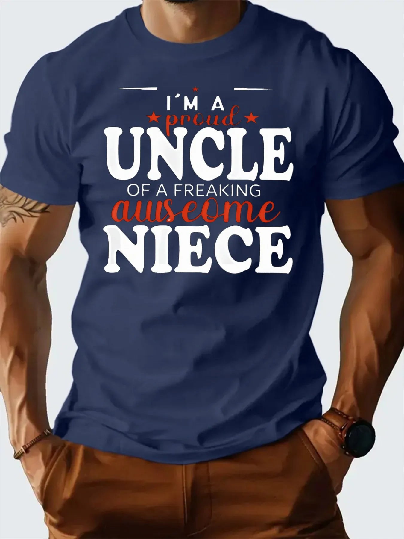 Uncle Niece Print Casual Slim Fit Shirt