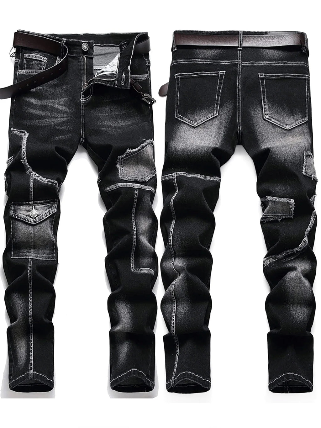 Mid-high waist fringed jeans