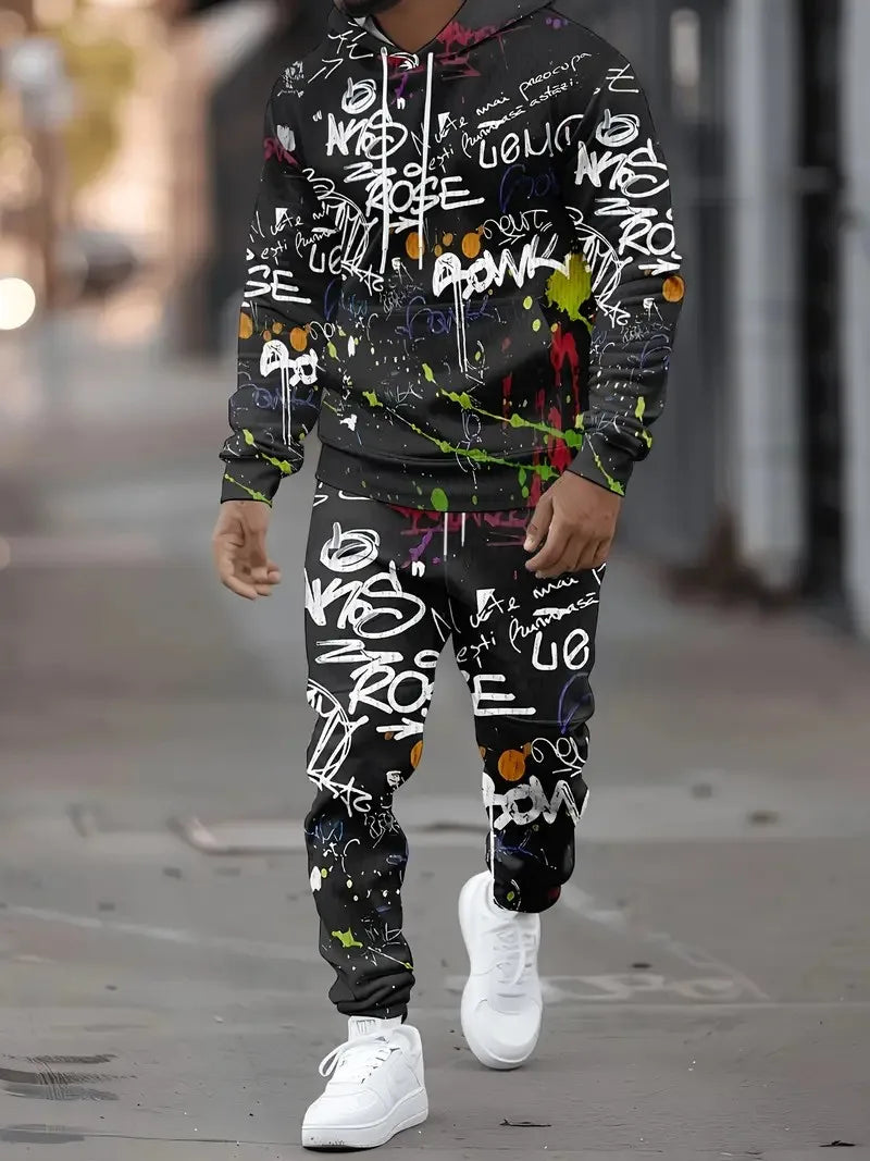 men's graffiti print outfit