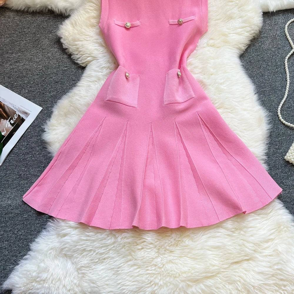O-neck Slim Waist Party Dress