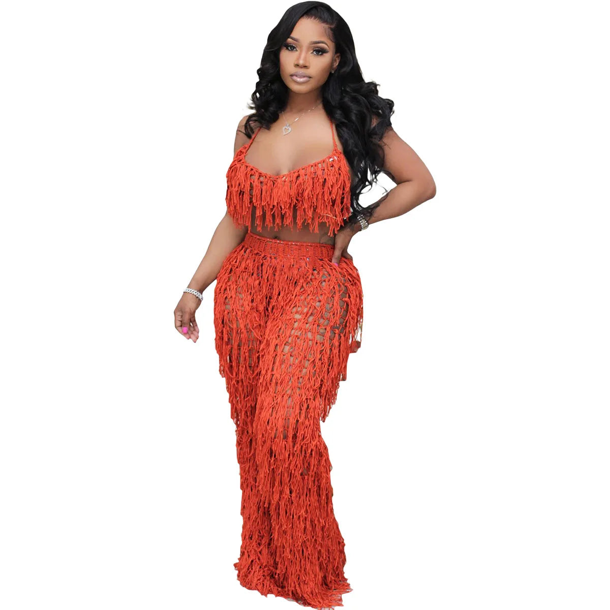 knitted beach two piece set