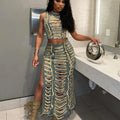 Ripped Denim Two Piece Set