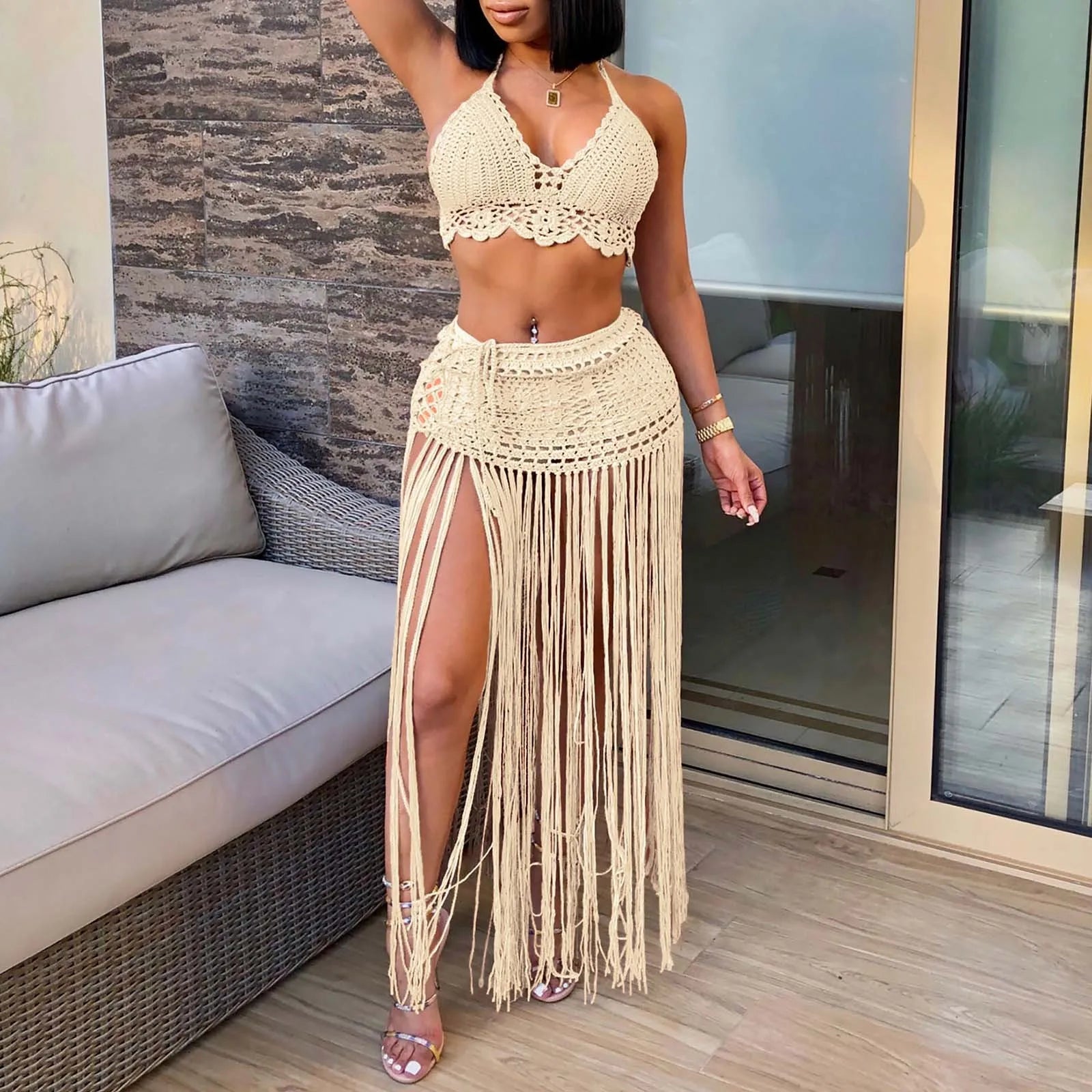 Women's Two Piece Swimsuit Beach Cover Up