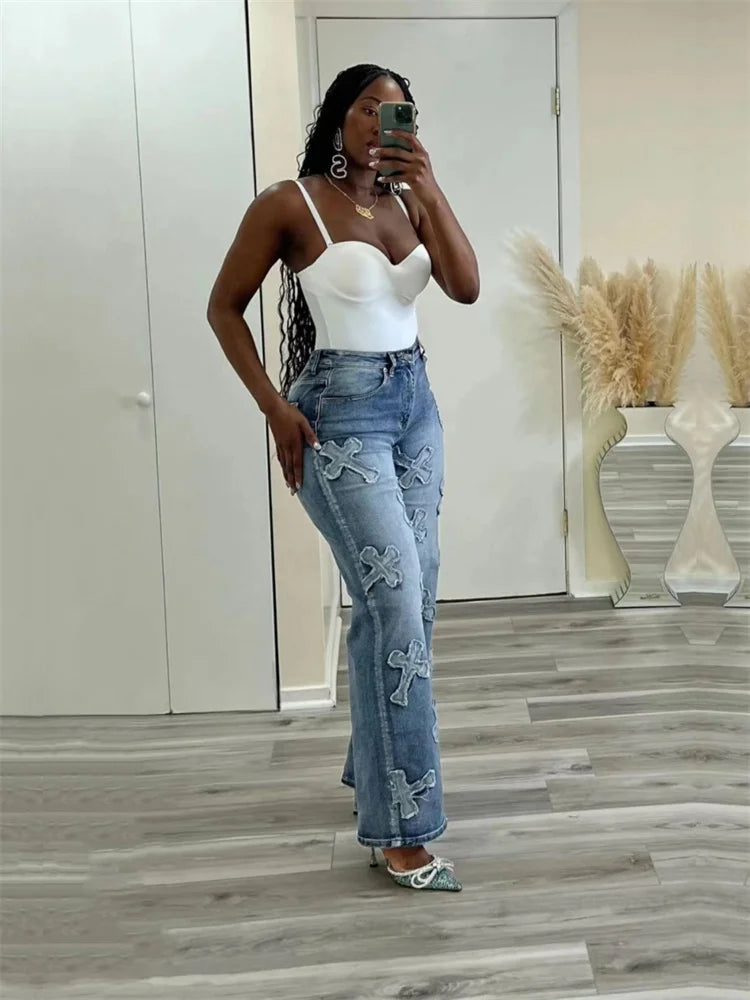 High Waist Denim Wide Leg jeans