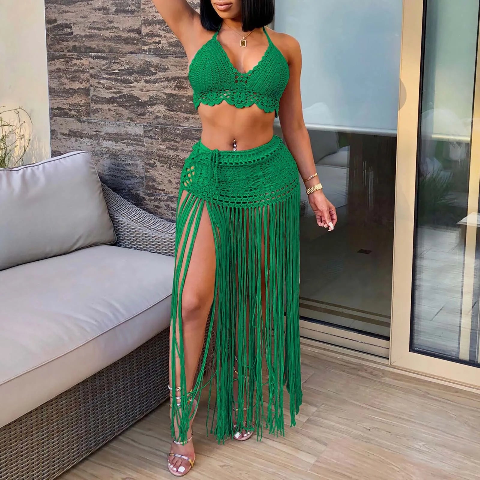 Women's Two Piece Swimsuit Beach Cover Up