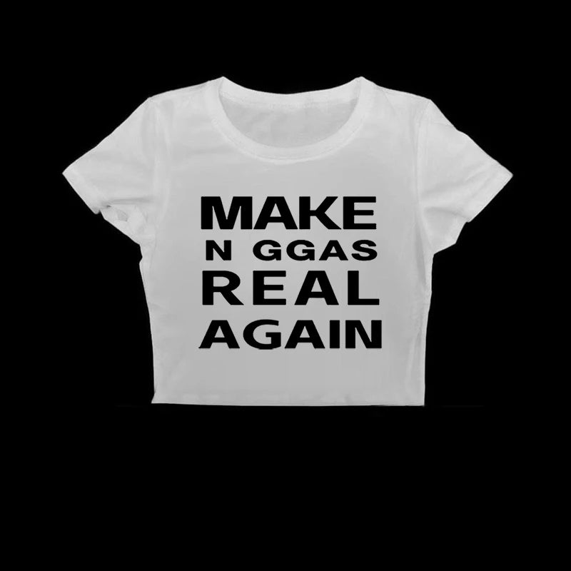 Short Sleeve Letter Print Casual Crop Top