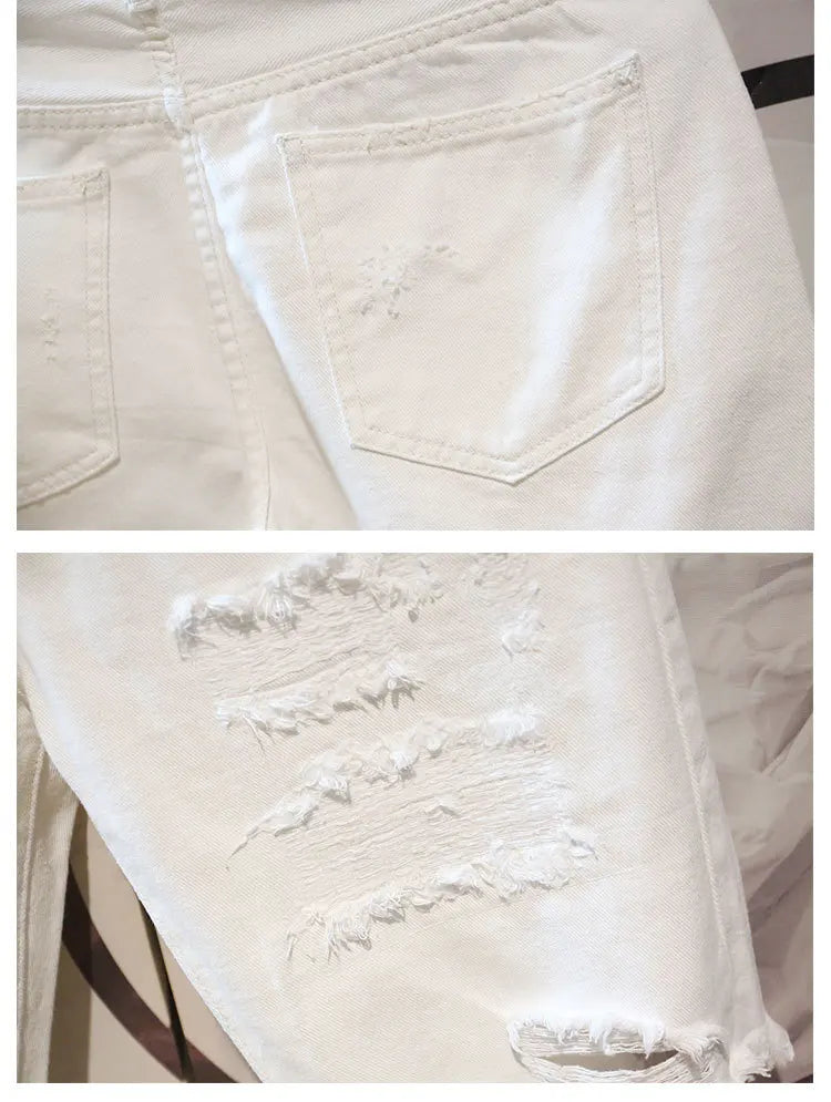 Men's Ripped White Denim Shorts