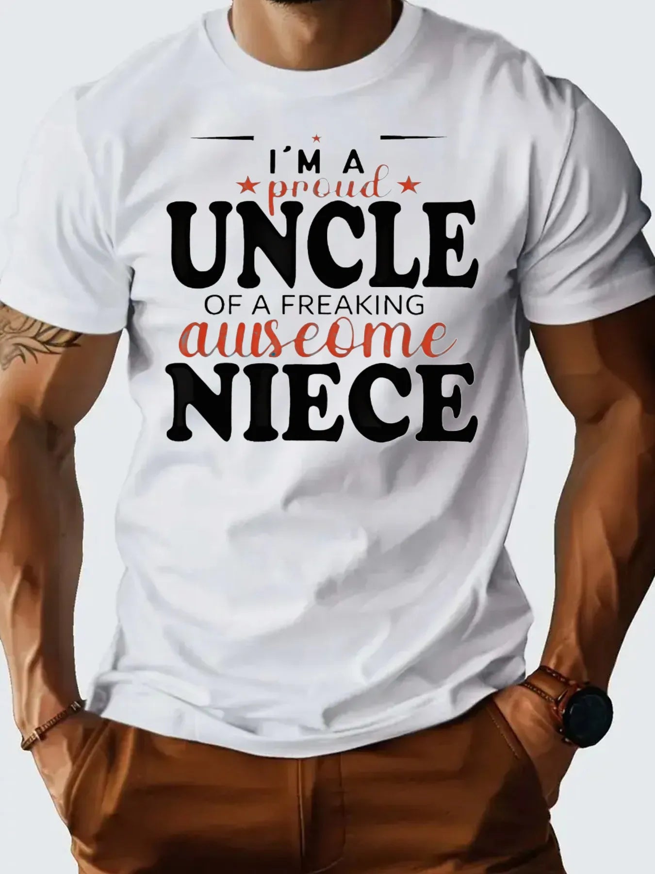 Uncle Niece Print Casual Slim Fit Shirt
