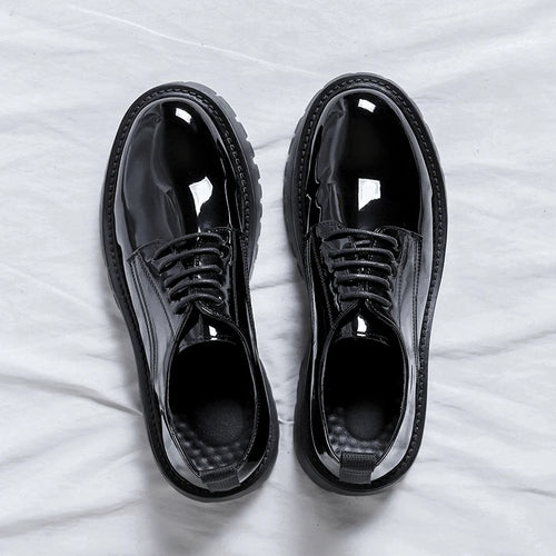 Black High Sole Platform Leather Shoes