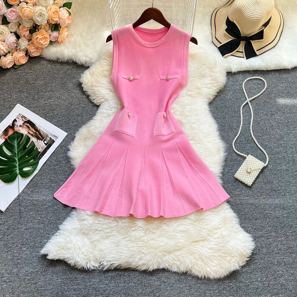 O-neck Slim Waist Party Dress