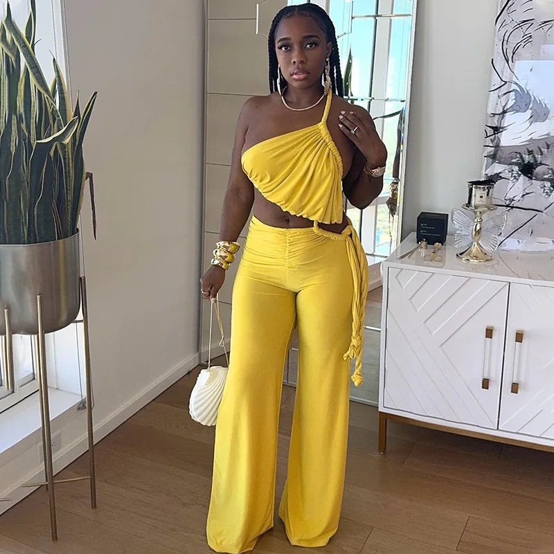 Halter Sleeveless Wide-leg outfit