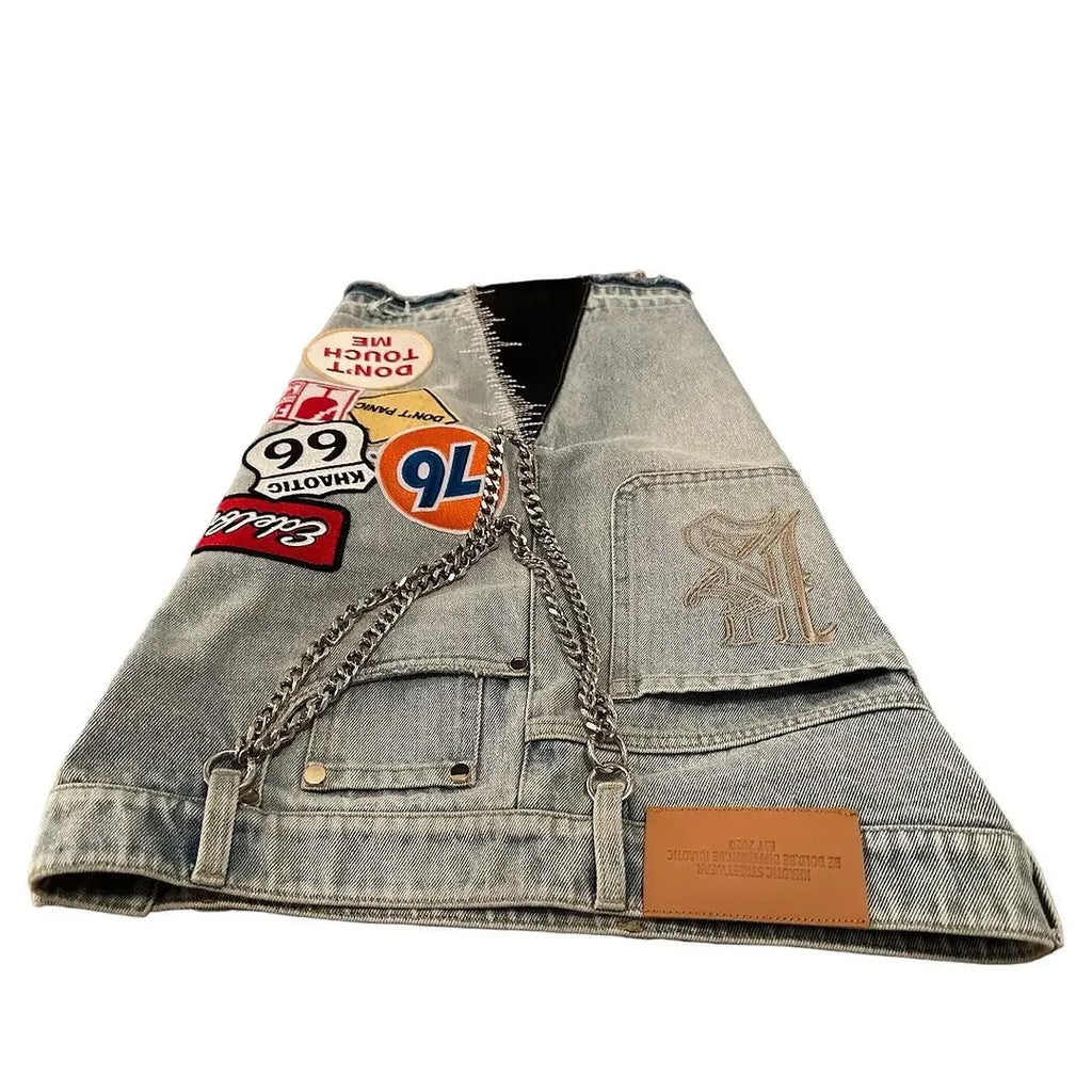 Patchwork Denim and camo Shorts