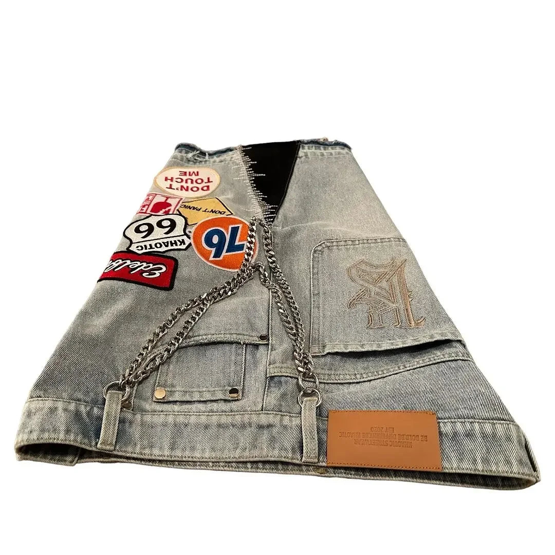 Patchwork Denim and camo Shorts