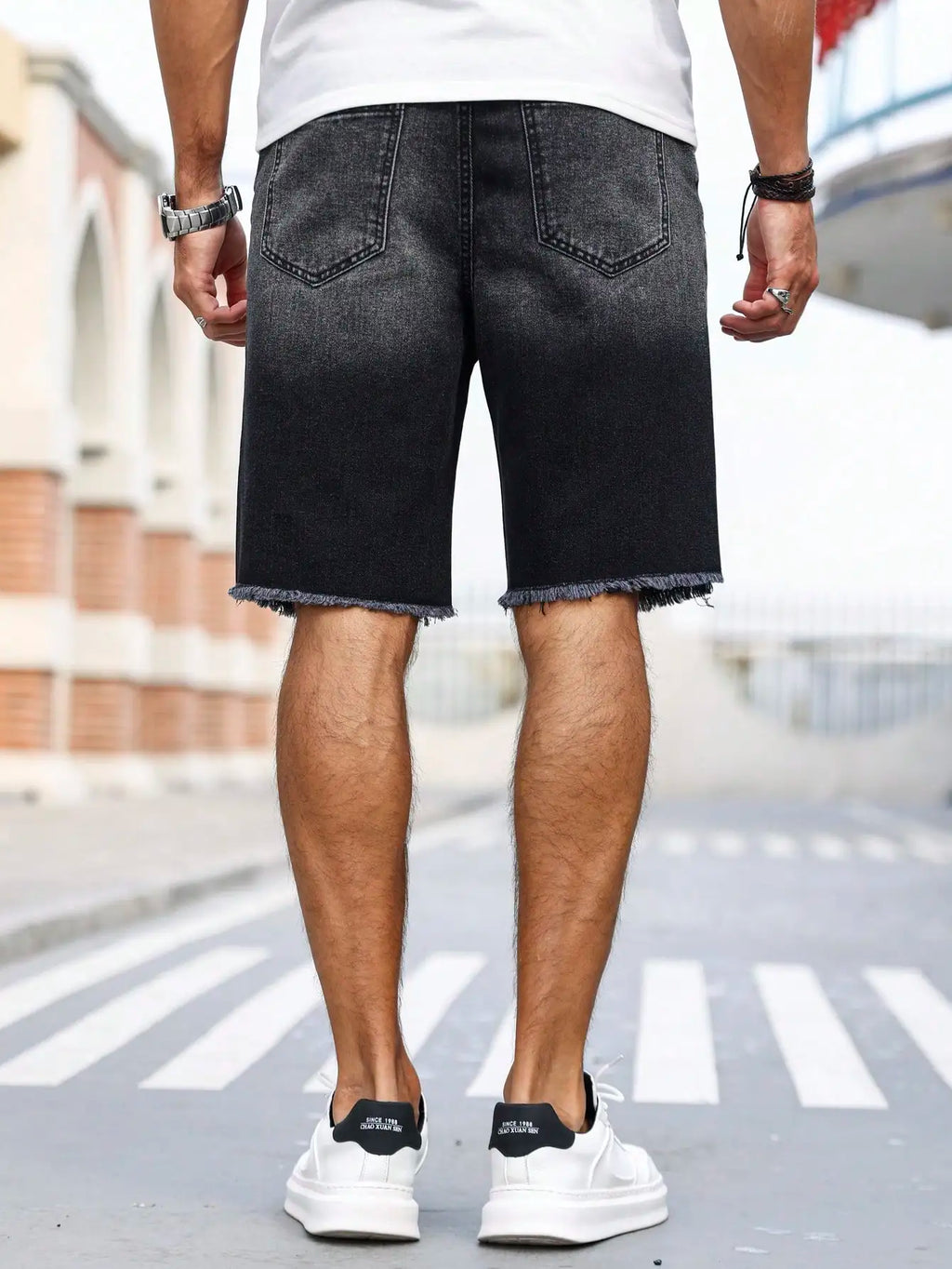 Men's summer denim printed shorts