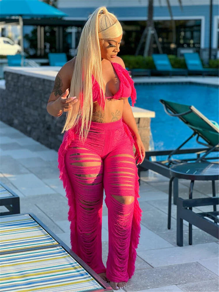 Two Piece Halter Neck Bikini Top+Pants set