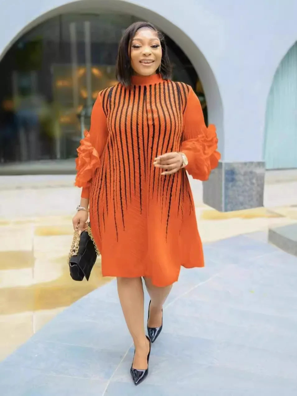 Plus Size Pleated Dress