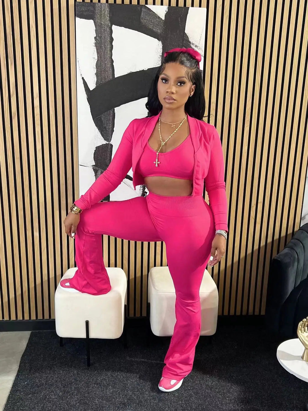 Microbell-Bottom Pants Casual Two-Piece Suit