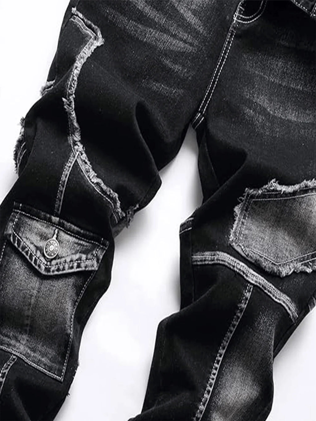 Mid-high waist fringed jeans
