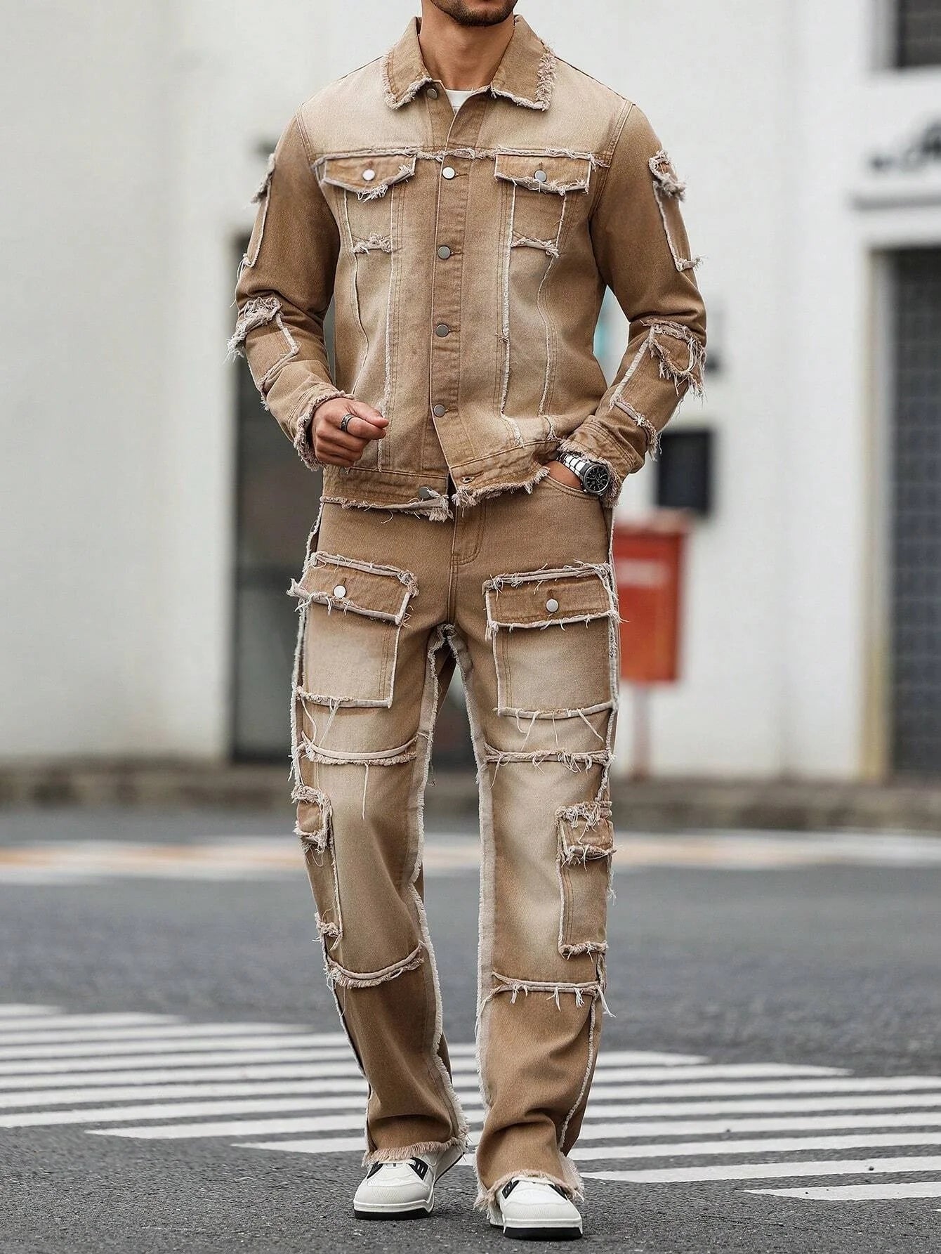 Khaki Jacket & Jeans Denim suit